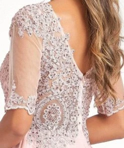 Elizabeth K GL1982 - Applique-Ornate Quarter Sleeve Evening Dress 33 Elizabeth K GL1982 - Applique-Ornate Quarter Sleeve Evening Dress