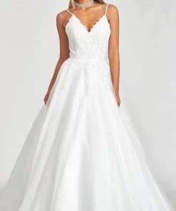 Elizabeth K GL1989 - Sleeveless V-neckline Ball Gown