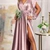 Elizabeth K GL1990 - Split Sleeve High Slit Evening Dress