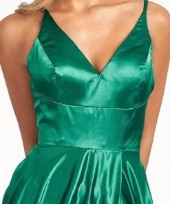 Elizabeth K GL1991 - Strappy High Slit Satin Prom Dress