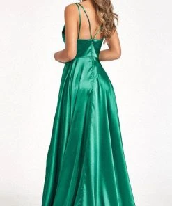 Elizabeth K GL1991 - Strappy High Slit Satin Prom Dress