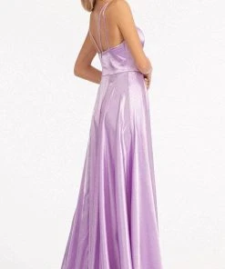 Elizabeth K GL1991 - Strappy High Slit Satin Prom Dress