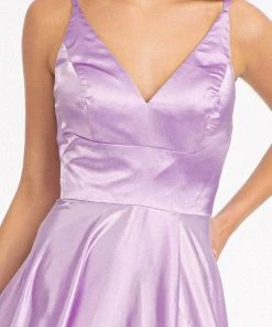 Elizabeth K GL1991 - Strappy High Slit Satin Prom Dress