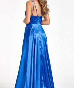 Elizabeth K GL1991 - Strappy High Slit Satin Prom Dress