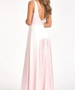Elizabeth K GL1992 - Plunging Bodice Satin Prom Dress