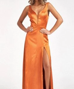 Elizabeth K GL1992 - Plunging Bodice Satin Prom Dress