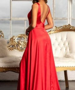 Elizabeth K GL1992 - Plunging Bodice Satin Prom Dress