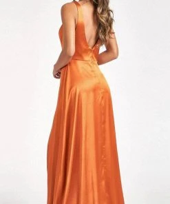 Elizabeth K GL1992 - Plunging Bodice Satin Prom Dress