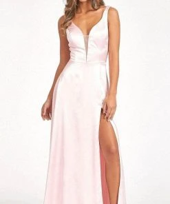 Elizabeth K GL1992 - Plunging Bodice Satin Prom Dress