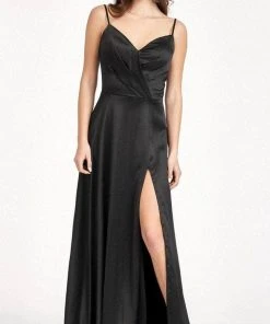 Elizabeth K GL1993 - Spaghetti Strap V-Neck Prom Dress With Slit