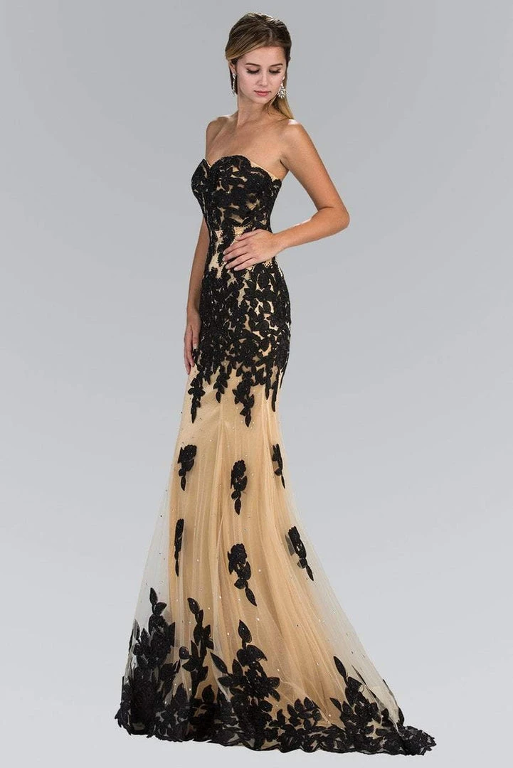 Elizabeth K - GL2005 Floral Applique Sweetheart Sheath Gown 3 Elizabeth K - GL2005 Floral Applique Sweetheart Sheath Gown
