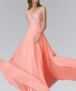 Elizabeth K - GL2049 Strapless Applique Chiffon Gown 9 Elizabeth K - GL2049 Strapless Applique Chiffon Gown