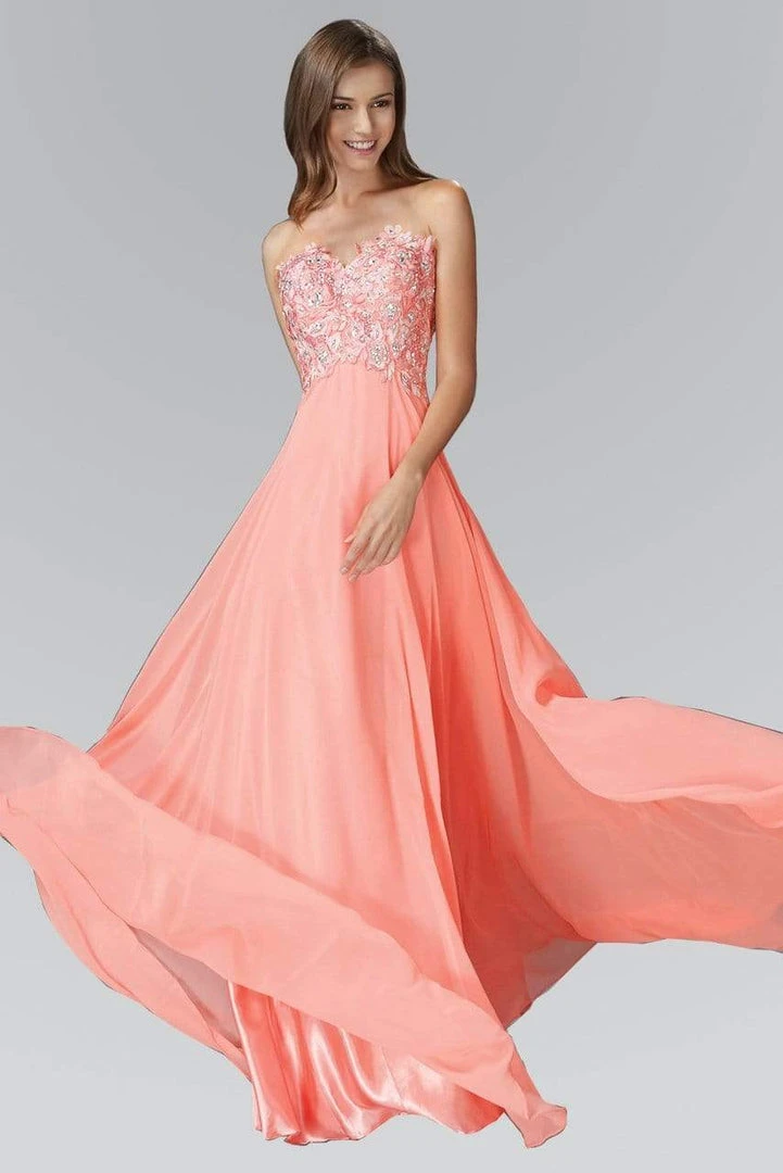 Elizabeth K - GL2049 Strapless Applique Chiffon Gown 6 Elizabeth K - GL2049 Strapless Applique Chiffon Gown
