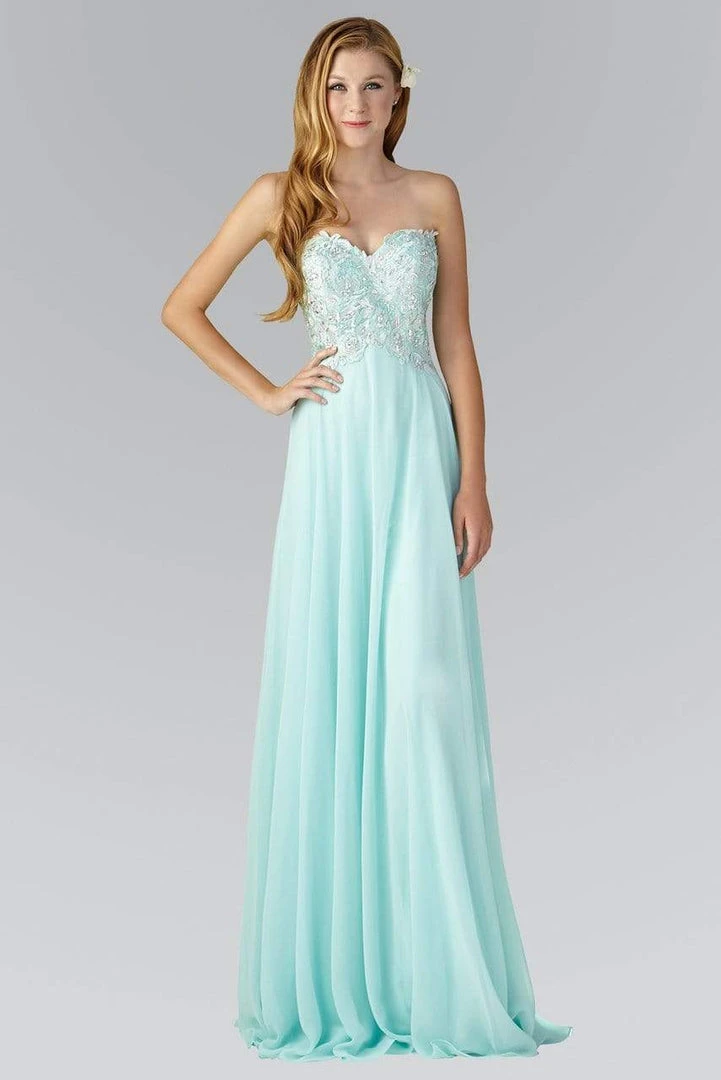 Elizabeth K - GL2049 Strapless Applique Chiffon Gown 3 Elizabeth K - GL2049 Strapless Applique Chiffon Gown