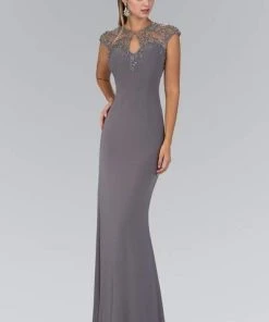 Elizabeth K - GL2058 Embellished High Neck Gown