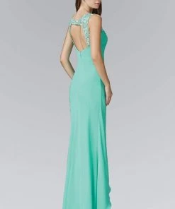 Elizabeth K - GL2061 Beaded Illusion Scoop Neck Chiffon Dress 7 Elizabeth K - GL2061 Beaded Illusion Scoop Neck Chiffon Dress