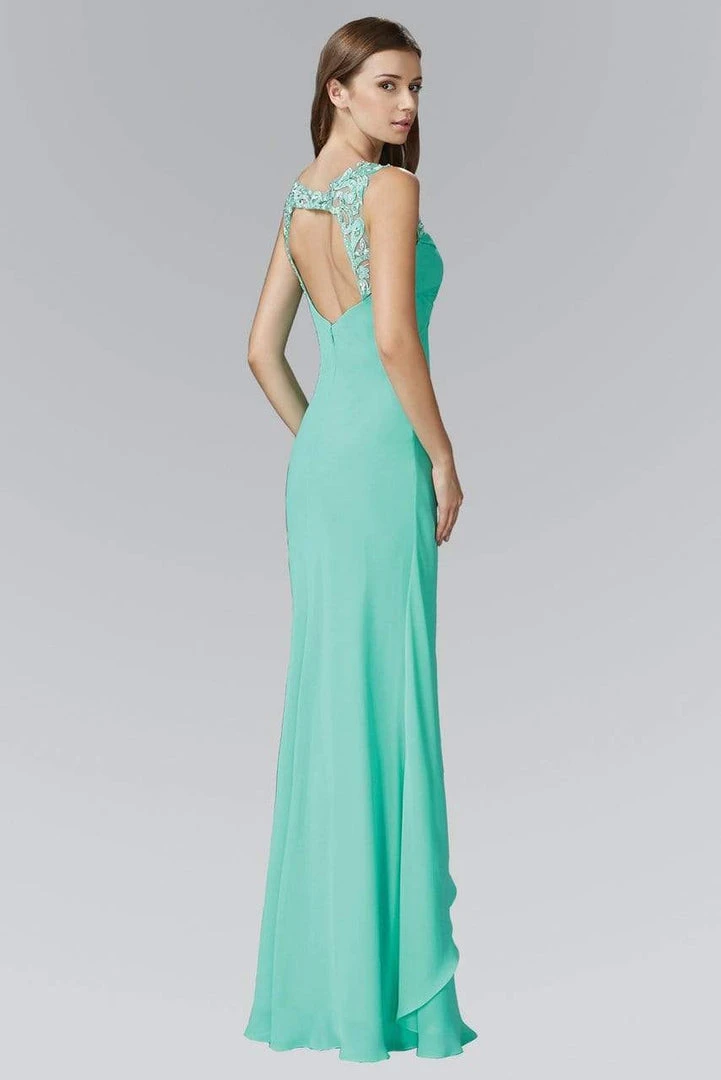 Elizabeth K - GL2061 Beaded Illusion Scoop Neck Chiffon Dress 4 Elizabeth K - GL2061 Beaded Illusion Scoop Neck Chiffon Dress