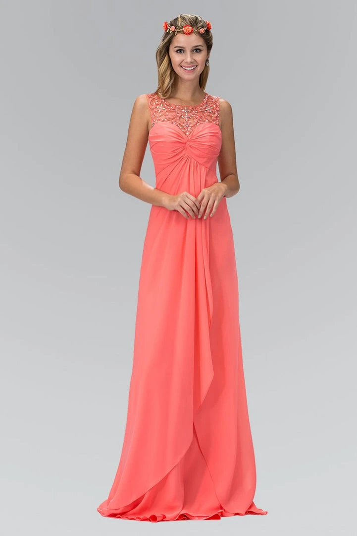 Elizabeth K - GL2061 Beaded Illusion Scoop Neck Chiffon Dress 5 Elizabeth K - GL2061 Beaded Illusion Scoop Neck Chiffon Dress