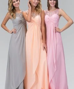Elizabeth K - GL2061 Beaded Illusion Scoop Neck Chiffon Dress 9 Elizabeth K - GL2061 Beaded Illusion Scoop Neck Chiffon Dress