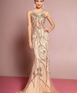 Elizabeth K - GL2149 Illusion Jewel Swirl Motif Embroidered Gown 12 Elizabeth K - GL2149 Illusion Jewel Swirl Motif Embroidered Gown