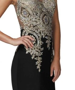 Elizabeth K - GL2166-1 Beaded Lace Applique Embellished Gown