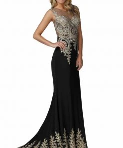 Elizabeth K - GL2166-1 Beaded Lace Applique Embellished Gown