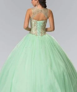 Elizabeth K - GL2207 Illusion Gilt Embroidered Ballgown 10 Elizabeth K - GL2207 Illusion Gilt Embroidered Ballgown