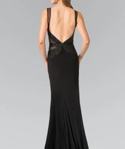 Elizabeth K - GL2234 Illusion Bateau Neckline With Open Back Gown