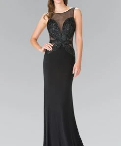 Elizabeth K - GL2234 Illusion Bateau Neckline With Open Back Gown