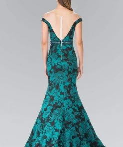 Elizabeth K - GL2245 Mock Off-Shoulder Floral Print Mermaid Gown 5 Elizabeth K - GL2245 Mock Off-Shoulder Floral Print Mermaid Gown