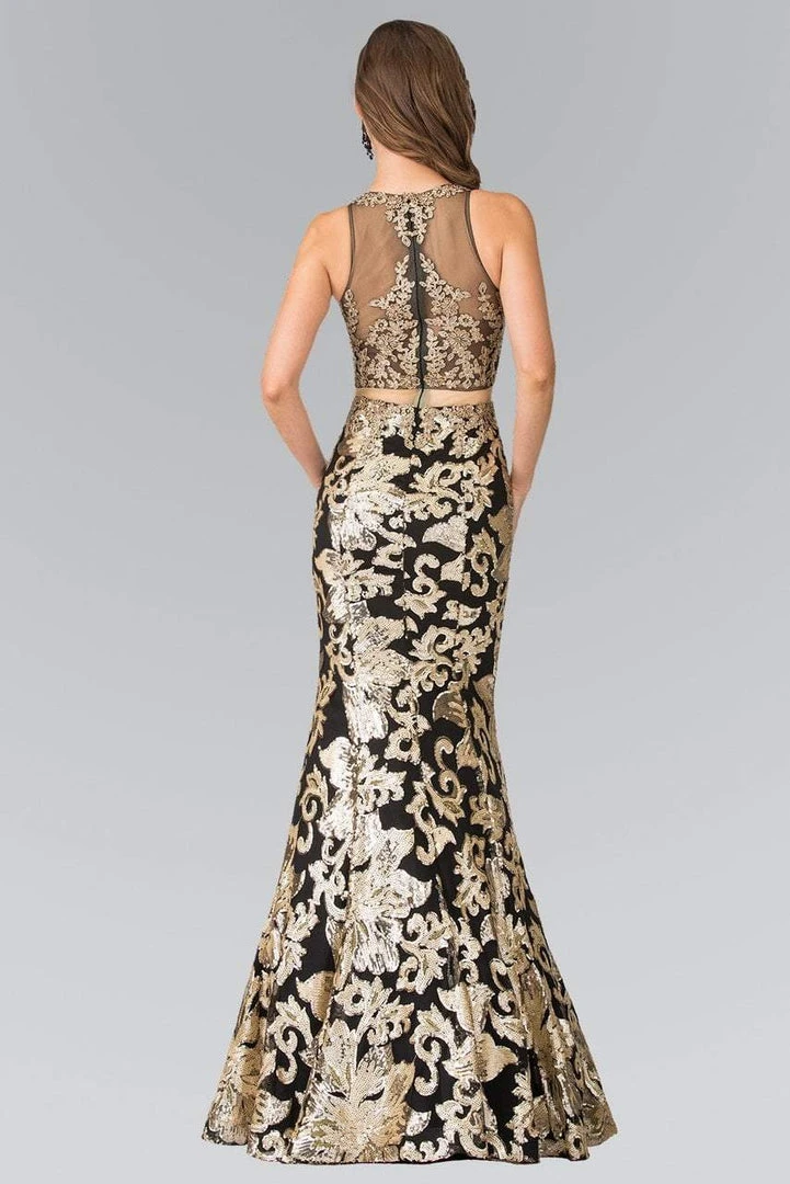 Elizabeth K - GL2272 Mock Two-Piece With Golden Applique Gown 4 Elizabeth K - GL2272 Mock Two-Piece With Golden Applique Gown