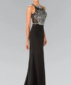 Elizabeth K - GL2294 Beaded High Neck Rome Jersey Trumpet Gown 8 Elizabeth K - GL2294 Beaded High Neck Rome Jersey Trumpet Gown