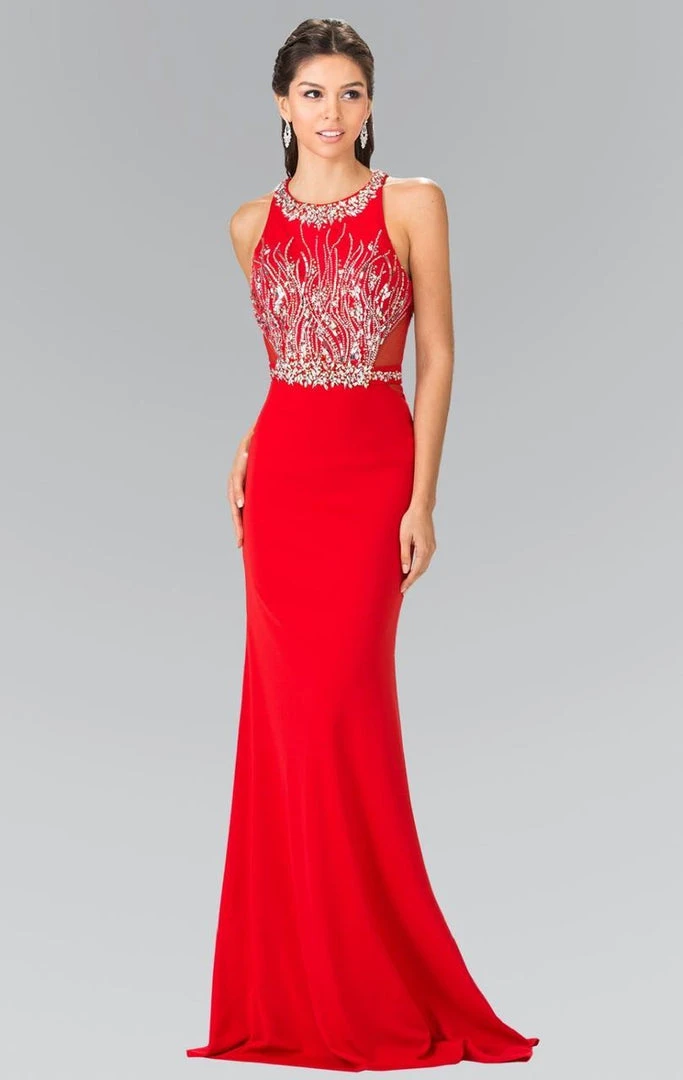 Elizabeth K - GL2294 Beaded High Neck Rome Jersey Trumpet Gown 3 Elizabeth K - GL2294 Beaded High Neck Rome Jersey Trumpet Gown