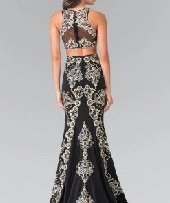 Elizabeth K - GL2296 Embellished High Neck Rome Jersey Dress 11 Elizabeth K - GL2296 Embellished High Neck Rome Jersey Dress