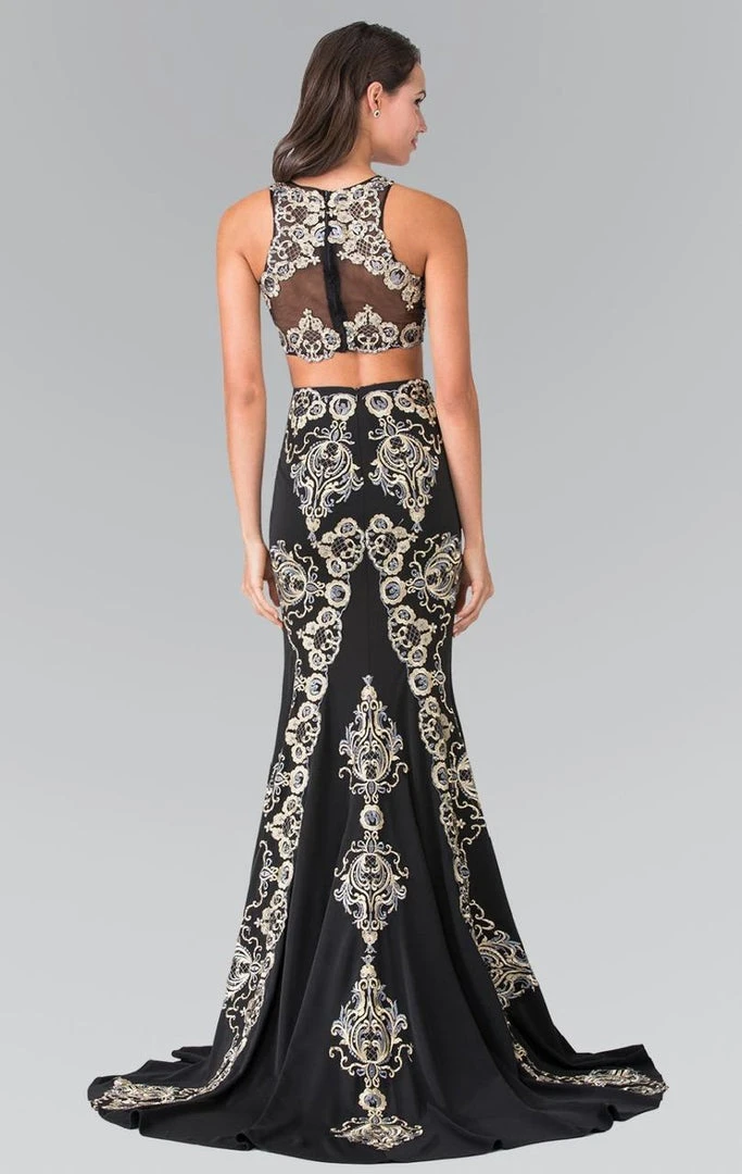 Elizabeth K - GL2296 Embellished High Neck Rome Jersey Dress 6 Elizabeth K - GL2296 Embellished High Neck Rome Jersey Dress