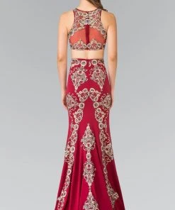 Elizabeth K - GL2296 Embellished High Neck Rome Jersey Dress 9 Elizabeth K - GL2296 Embellished High Neck Rome Jersey Dress