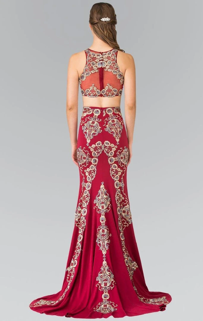 Elizabeth K - GL2296 Embellished High Neck Rome Jersey Dress 4 Elizabeth K - GL2296 Embellished High Neck Rome Jersey Dress