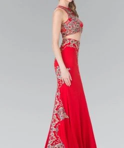 Elizabeth K - GL2296 Embellished High Neck Rome Jersey Dress 13 Elizabeth K - GL2296 Embellished High Neck Rome Jersey Dress