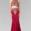 Elizabeth K - GL2296 Embellished High Neck Rome Jersey Dress