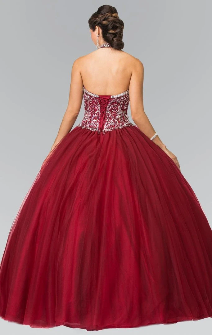 Elizabeth K - GL2308 Beaded Halter Neck Tulle Ballgown 8 Elizabeth K - GL2308 Beaded Halter Neck Tulle Ballgown