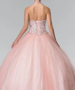 Elizabeth K - GL2308 Beaded Halter Neck Tulle Ballgown 9 Elizabeth K - GL2308 Beaded Halter Neck Tulle Ballgown