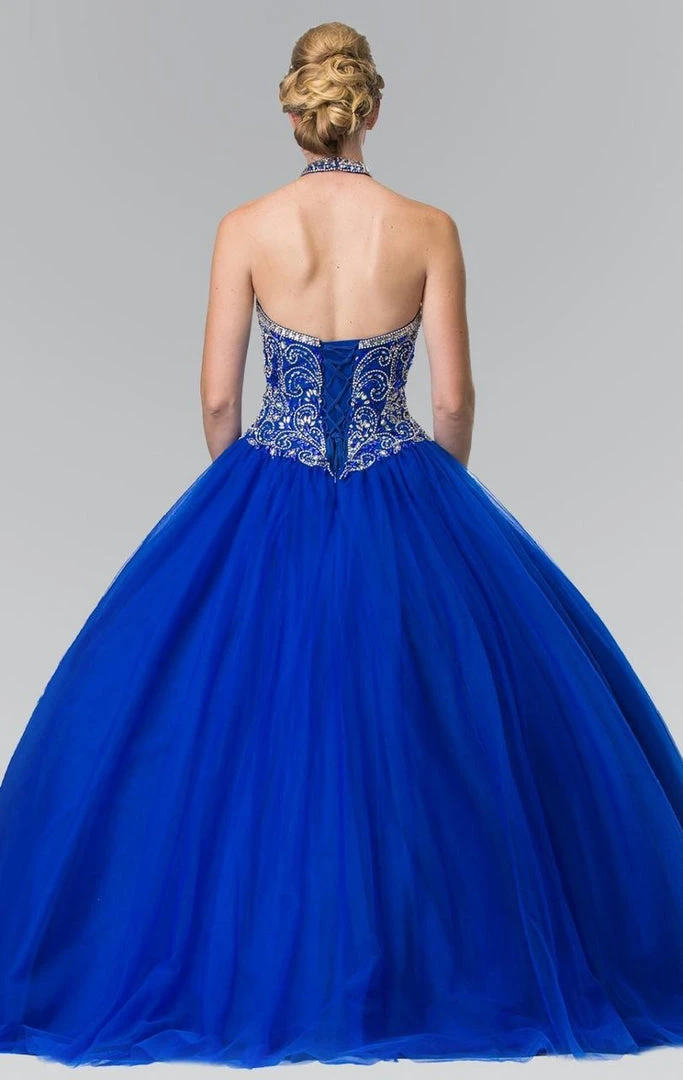 Elizabeth K - GL2308 Beaded Halter Neck Tulle Ballgown 6 Elizabeth K - GL2308 Beaded Halter Neck Tulle Ballgown