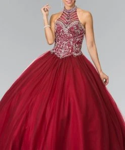 Elizabeth K - GL2308 Beaded Halter Neck Tulle Ballgown 12 Elizabeth K - GL2308 Beaded Halter Neck Tulle Ballgown
