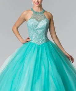 Elizabeth K - GL2309 Beaded Halter Ballgown