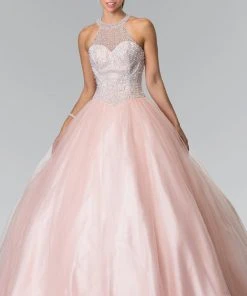 Elizabeth K - GL2309 Beaded Halter Ballgown