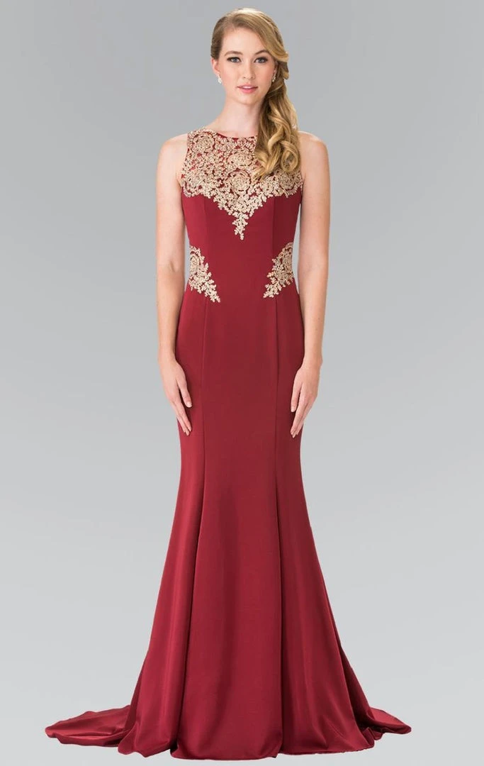 Elizabeth K - GL2312 Embellished Scoop Neck Rome Trumpet Dress 3 Elizabeth K - GL2312 Embellished Scoop Neck Rome Trumpet Dress