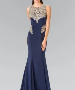 Elizabeth K - GL2312 Embellished Scoop Neck Rome Trumpet Dress 12 Elizabeth K - GL2312 Embellished Scoop Neck Rome Trumpet Dress