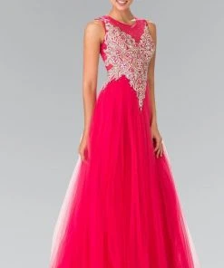 Elizabeth K - GL2317 Embellished Scoop Neck Tulle A-Line Dress