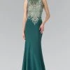 Elizabeth K - GL2323 Embellished Scoop Neck Rome Trumpet Dress