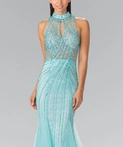 Elizabeth K - GL2330 Sequined Halter Trumpet Gown 9 Elizabeth K - GL2330 Sequined Halter Trumpet Gown